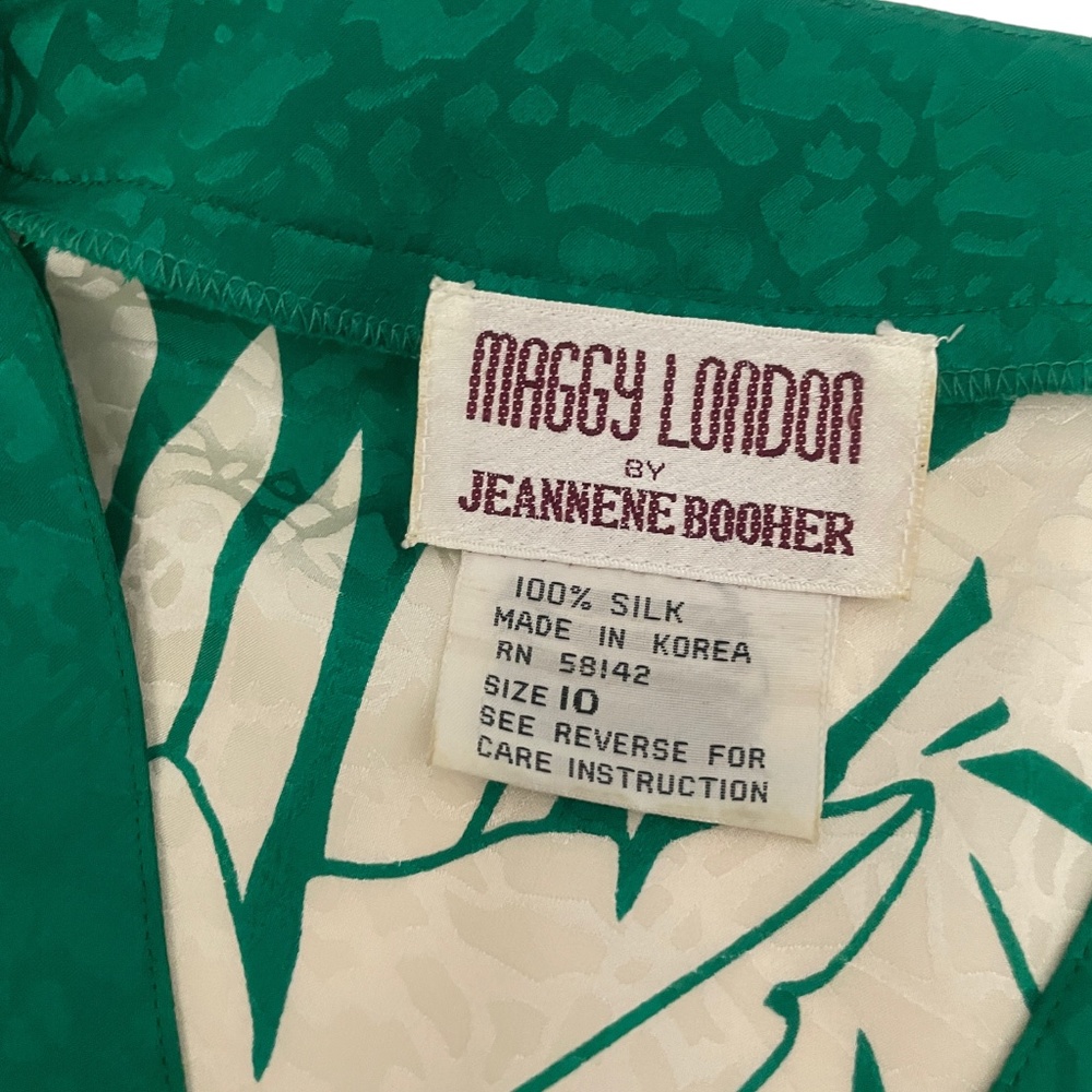 Maggy London button Down 10 Dress 100% Silk Green White‎ Dress - Picture 2 of 5